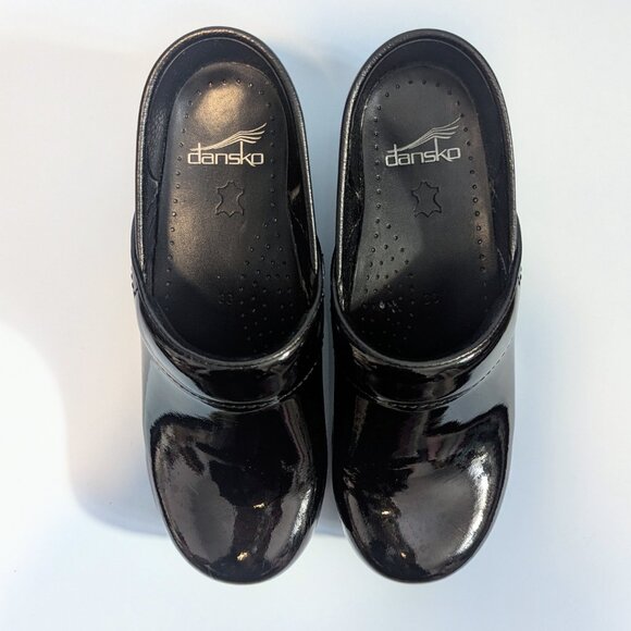 Dansko Womens Pro Black Patent Leather Slip On Size 36 Clogs Shoes - Picture 3 of 12